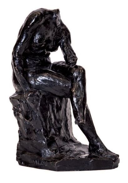 DALOU Aimé-Jules (1838-1902) 
Nu féminin assis
Bronze à patine brun foncé nuancé,...