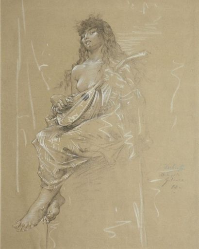 DUBUFE GUILLAUME (1853-1909) 
Étude pour la Gitane, 1889
Dessin à la pierre noire...