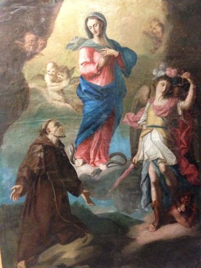 Ecole italienne du XVIIe siècle 
La Vierge de l'Immaculée Conception avec saint Michel...