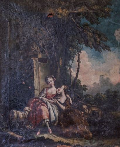 BOUCHER François (Suite de) 1703 -1770 
Les deux confidentes 
Huile sur toile d'origine...