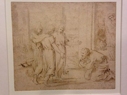 École Française du XVIIe siècle 
Abraham et les trois anges 
Plume, encre brune et...