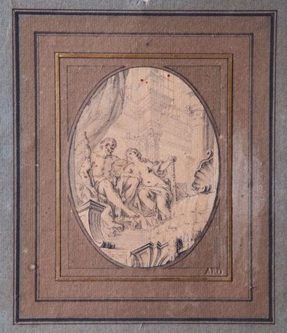 BOUCHER François (Attribué à) 1703 - 1770 
Hercule et Omphale 
Plume, encre noire...