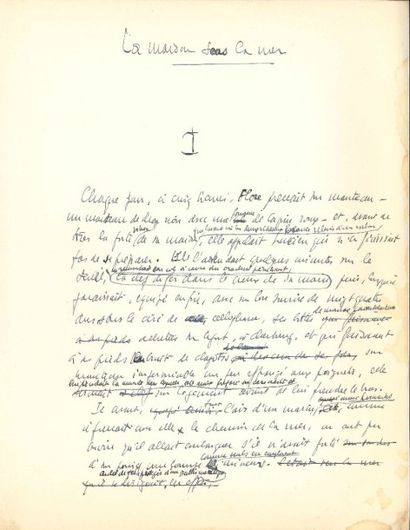 Paul VIALAR (1898-1996) Deux manuscrits autographes signés, La Maison sous la mer...
