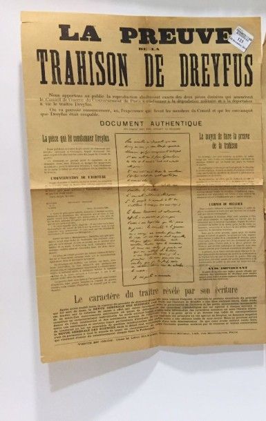 null Affaire DREYFUS Affiche " la preuve de la trahison de Dreyfus ", Léon Hayard,...