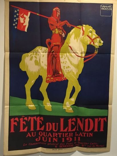 ROGIER G Affiche lithographique pour " La fête du Lendit au quartier Latin juin 1911...
