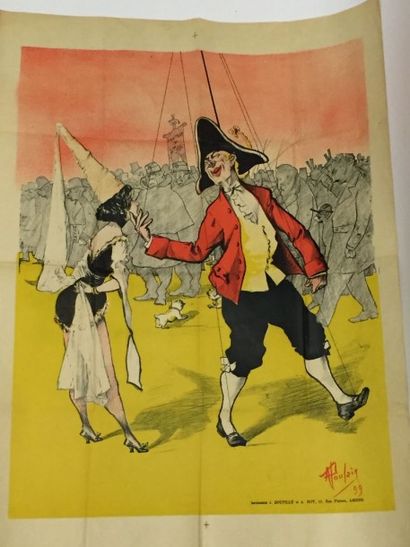 A. POULAIN Affiche lithographique pour un spectacle de Lafleur des marionnettes picardes...