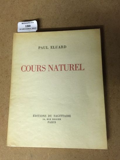 ÉLUARD (Paul) Cours naturel. Paris, Éditions du Sagittaire, 1938. In-8, broché. Édition...