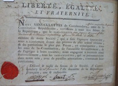 null CASTELNAUDARY P.S. par 3 membres de la Société des Sans-Culottes de Castelnaudary,...