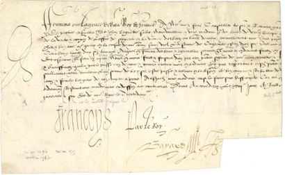 null François Ier. P.S., Le Couldray 24 juillet 1546; contresignée par son secrétaire...