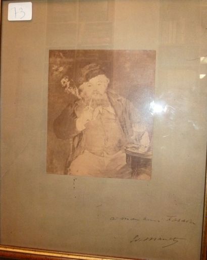 Edouard MANET (1832-1883) Photographie de tableau avec dédicace autographe signée;...
