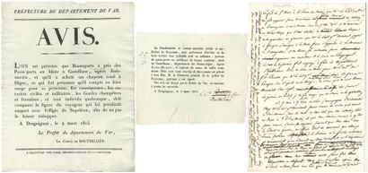 null [NAPOLÉON Ier]. 16 lettres et documents manuscrits ou imprimés, mars-juin 1815....