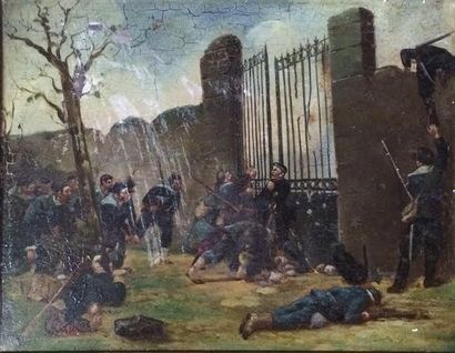 null ECOLE FRANCAISE

Scène de bataille, 18 août 1870

Huile sur panneau (craquelures...