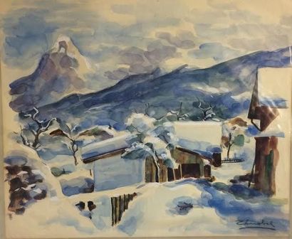 null ZENOBEL Pierre (1905 -1996)

Paysages de neige

Lot de 2 aquarelles, signées...