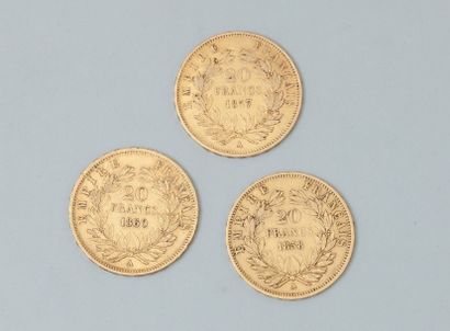 null 3 Piéces 20 francs or "Napoléon" 1857 A; 1858 A; 1860 A.