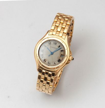null Montre bracelet de dame en or jaune (750) modèle Cougar à quartz, boîtier rond,...