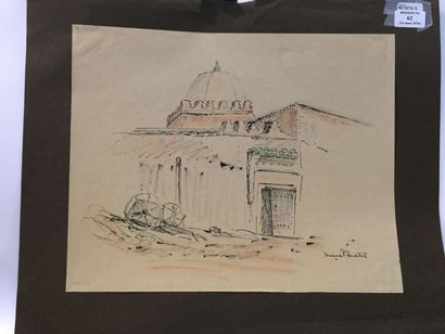 PINATEL Marie, XIXème-XXème siècle Mosquée et vues de villes d'Afrique du Nord 3...