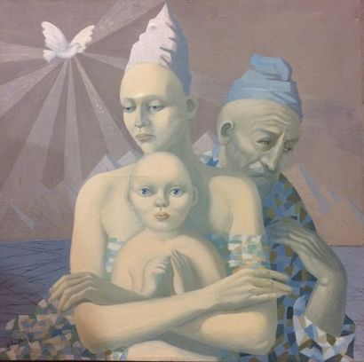 null SHUVALOVA Valery (1956-2002)
La sainte famille, 1991
Huile sur toile, porte...