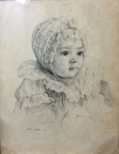 LEROY Paul Alexandre (1860-1942) Portrait de bébé en robe de baptême

Crayon, signé...
