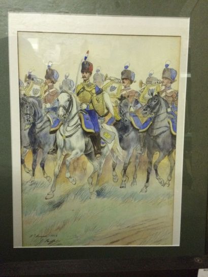 ROUFFLET Jules (1862-1931) 8ème régiment de Hussard en manoeuvre

Aquarelle et encre...