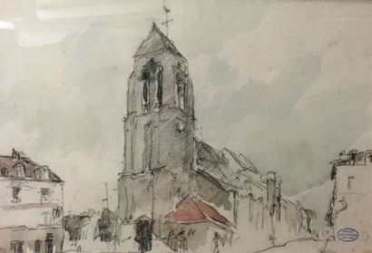 CHERVIN Louis, 1905-1969 Église, 

aquarelle (quelques piqûres), cachet d'atelier...