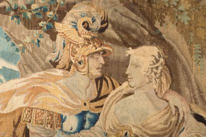 null Fragment de tapisserie,

" La rencontre de César et Cléopâtre "

laine et soie,...