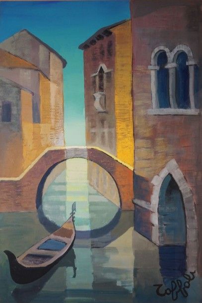 TOFFOLI Louis, 1907-1999 
Venise, percée sur le ciel
Gouache, signée en bas à droite.
72x48...