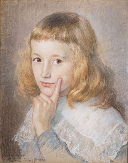 BRESLAU Marie-Louise, 1856-1927 
Enfant rêveur, 1879
Pastel gras sur papier vergé...