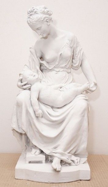 CARPEAUX Jean-Baptiste, 1827-1875 
Maternité
Groupe en terre cuite patinée en blanc...