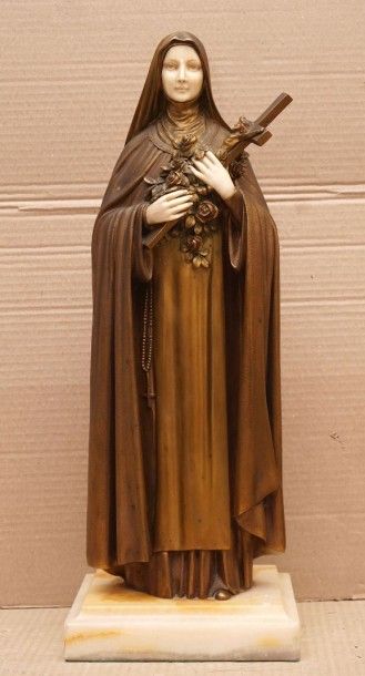 ETLING Edmond, act. 1820-1835 
Sainte au crucifix et aux roses
Sculpture en bronze...