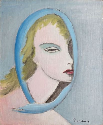 FRANDSEN Émile Théodore, 1902-1969 
Visage de femme
Huile sur toile, signée en bas...