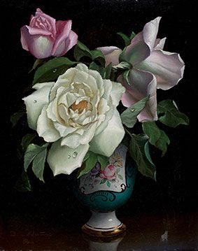 KLESTOVA Irene, 1908-1989 
Trois roses, Paris
Huile sur isorel, signé et situé en...