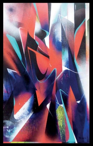 LOPEZ Theo (né en 1989) Lava Frosting, 2015
Acrylique et aérosol sur toile.
116x73...