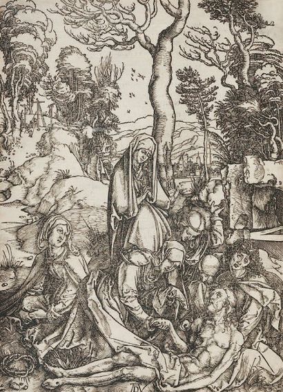 Albrecht DÜRER La Lamentation -Planche de la Grande Passion (Hollstein, Meder 122...