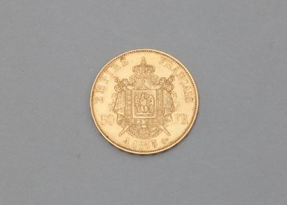 null Une pièce en or 50 Fr "Napoléon III" (1855 A)
