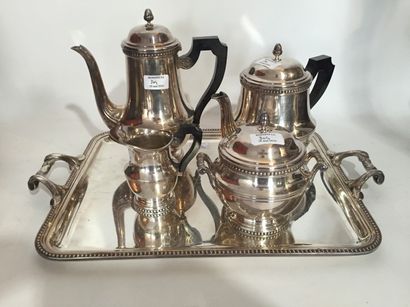 ERCUIS 

Service à thé en métal argenté à décor de perles comprenant: théière, cafetière,...