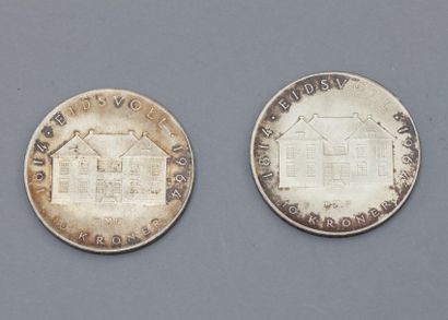 null 2 pièces en argent (Norvège) datées 1814.