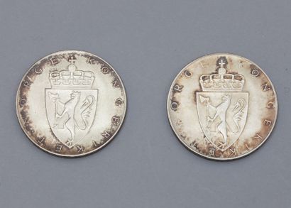 null 2 pièces en argent (Norvège) datées 1814.
