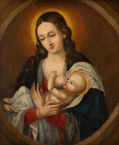 ÉCOLE FRANCAISE (Genre du XVIIe siècle) 

Vierge à l'Enfant Jésus

Huile sur toile...