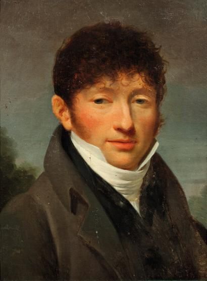Ecole FRANCAISE vers 1800 

entourage de Pierre-Paul Prud'hon

Portrait d'homme devant...