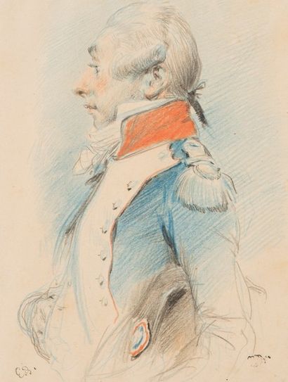 DETAILLE Édouard, 1848-1912 

Portrait de Lafayette

Dessin aux crayons de couleurs...