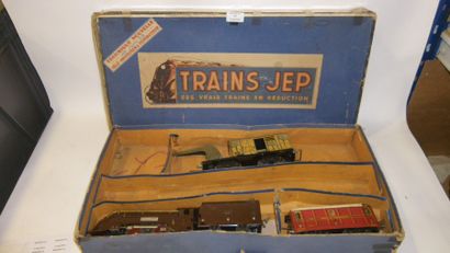 null JEP : locomotive électrique 120 marron, avec tender - wagon grue et fourgon...