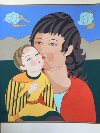GUILLOT GARNIER Isabelle 

Le baiser, maternité

Gouache et aquarelle, signée en...