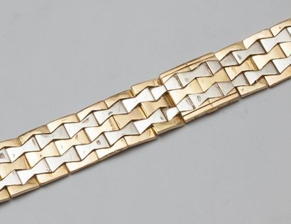 null Bracelet ruban articulé de sabliers stylisés en or jaune et or gris 18K (750)...