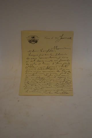 null [Normandie]. [Caen]. Gaston Lavalley lettre autographe du 30 janvier 1912 à...