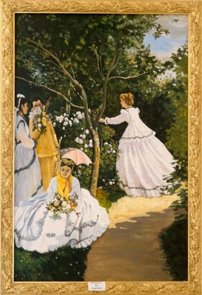 null D'après Monet,


Femmes au jardin,


58 x 38cm