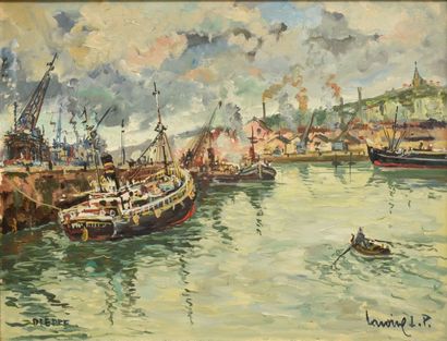 null LAVOINE Robert L.P., 1916-1999, 

Chalutiers dans le port de Dieppe

Huile sur...