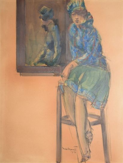 MASSONET Armand, 1892-1979, 

Femme au tabouret,...