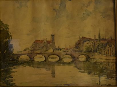 null ROSE Georges, 1895-1951,
Auxerre, 1945
Aquarelle et fusain, signé en bas à droite,...