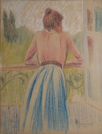 null ZANDOMENEGHI Federico , 1841-1917
Femme à la fenêtre, circa 1900,
pastel sur...