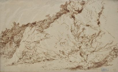 BIGAND Auguste, né en 1803

Paysage aux rochers...